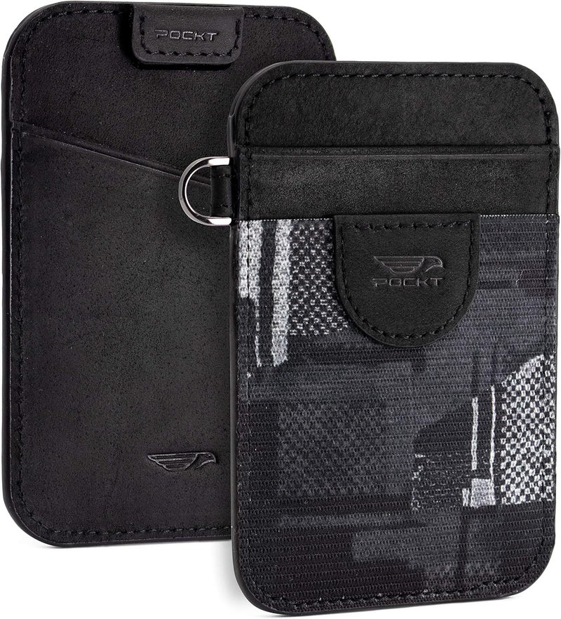 POCKT Slim Card Holder Wallet For Men and Women - Minimalist Front Pocket Wallet Elastic Credit Card Holder Genuine Leather RFID Blocking Card Case Wallets | Smutch - Image 1